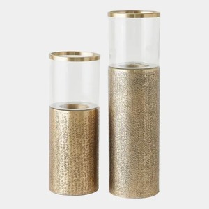 Portavelas Cilíndrico de Metal con Acabado Dorado, Decoración Duradera para el Hogar - Product Image 4