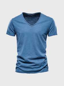Camiseta de algodón con cuello en V para hombre |   Camiseta de Algodón Cómoda y Elegante para Uso Diario Informal, Perfecta para un Estilo Relajado - Product Image 2