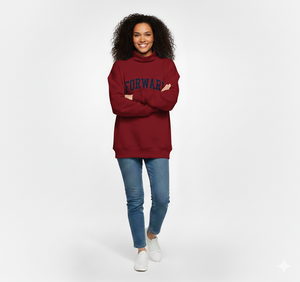 Sweat-shirt oversize en molleton français lourd pour femme avec logo personnalisé, col montant, polyester/coton, style streetwear - Product Image 5