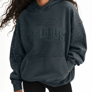 เสื้อฮู้ดแฟชั่นดีไซน์ใหม่จาก TELLUS APPAREL ผ้าฝ้าย/ผ้าฟลีซ สำหรับผู้หญิง แขนยาว สั่งตัดได้ ทรงโอเวอร์ไซส์ เหมาะสำหรับฤดูหนาว - Product Image 1