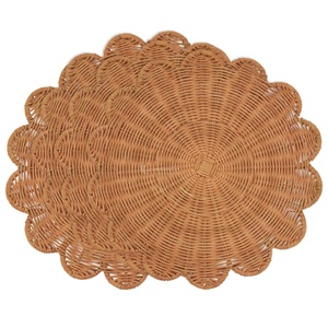 List Rattan Placemats, Wicker Charger, Round Natural Brown White Fish Shape Table Mats Decorative Coasters <b>Set</b> Vietnam - Product Image 3