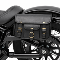 Sacoche de selle de moto en cuir noir, sacoche latérale vintage pour vélo, sac de rangement avec sangles à boucles pour les voyages en moto