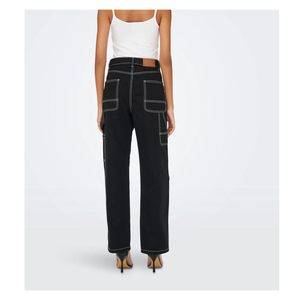 Pantalones Cargo Personalizados para Mujer, Jeans de Mezclilla Azul Desgastado para Invierno con Decoración de Cordones, Pantalones Holgados Elásticos para Damas - Product Image 2