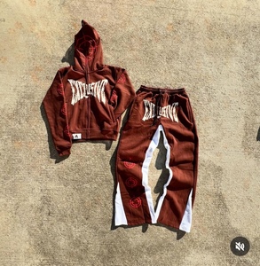 Conjunto de Sudadera y Pantalones Deportivos de Forro Polar Personalizado Premium para Hombre, Cintura Elástica de Spandex/Poliéster, Sudadera con Capucha Bordada Personalizada - Product Image 3