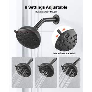 Soffione Doccia a Pioggia da 5 Pollici con Kit di Montaggio per Vasca Monocomando, Valvola di Bilanciamento della Pressione in Ottone, Rubinetteria Doccia Regolabile a 8 Impostazioni - Product Image 5