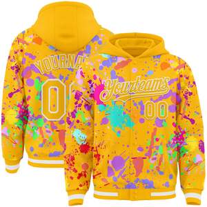 Splendid Apparel Custom Punk Style Winter Varsity <b>Jacket</b> <b>Men</b> <b>White</b> Pink Skull Heart Print Digital Printed Plus Size - Product Image 2