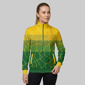 Men's Geometric Print <b>Racer</b> <b>Jacket</b> Yellow Green Zipper Stand Collar Sporty Breathable Polyester Spring Wear - Product Image 2