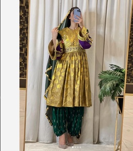 Vestidos Afganos Kuchi Vintage de Poliéster 100% Bordados a Mano para Mujer, Estilo Moderno, Largos hasta la Rodilla, para Fiesta o Boda, con MOQ Bajo - Product Image 5