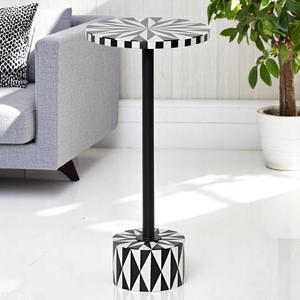 Mesa de Cajones con Incrustaciones de Hueso de ILAHI, con Base de Latón, Diseño Moderno, Detalles de Ágata, Almacenamiento de Tres Niveles, Mueble Portátil para el Hogar - Product Image 3