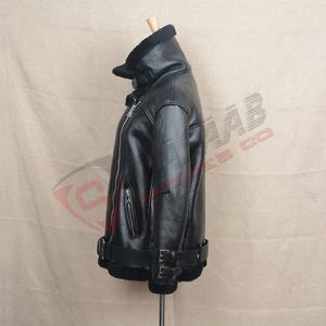 Casual Black Long Sleeved Cotton Overcoat Women Zipper Pu Leather Stand-collar <b>Fur</b>-Fashion Long Coats - Product Image 3