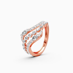 แหวนเพชรริปเปิลชายน์ 0.85 กะรัต เพชรเลี้ยงในห้องปฏิบัติการ ประดับด้วยทอง 9K สีเหลือง ขาว และโรสโกลด์ - Product Image 1