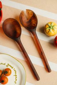 ชุดช้อนส้อมเรซิ่นทำมือ ช้อนสลัด ช้อนเสิร์ฟตกแต่ง ชุดช้อนส้อมสำหรับเสิร์ฟสลัด ช้อนส้อมสำหรับผสมอาหาร ช้อนส้อมสำหรับอาหารค่ำ ช้อนส้อมด้ามเรซิ่นสำหรับสลัด - Product Image 4