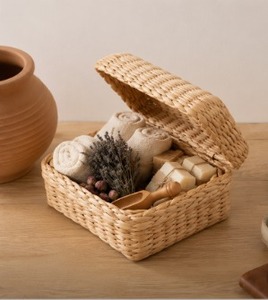 KOTTRAVAI Handwoven Paper Rope Storage Basket Rectangular Organizer Bin Multifunctional <b>Hamper</b> <b>for</b> Home Office Decor Made Tamil - Product Image 5