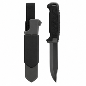 Couteaux de plein air à lame fixe noire avec lame à revêtement foncé, poignée texturée antidérapante, étui de protection et passant de ceinture pour le camping - Product Image 6