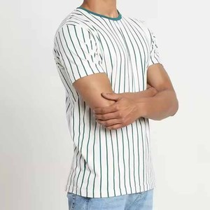 เสื้อยืดผู้ชายขายส่งราคาถูก ระบายอากาศได้ดี สีขาวลายเส้นสีเขียว เสื้อยืดผ้าฝ้ายเปล่าคุณภาพสูง บริการ OEM - Product Image 3