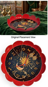 Bandeja de hierro festoneada en color terracota oscuro con arte celestial dorado para organizar pequeños tesoros - Product Image 5