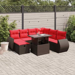 Juego de sofás de jardín de ratán sintético marrón de 8 piezas con cojines, muebles de patio - Product Image 1