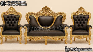 ชุดโซฟาแกะสลักสีเงินสำหรับงานเลี้ยงฉลองสมรสสุดหรู  โซฟาคู่สำหรับเจ้าบ่าวเจ้าสาวที่นั่งสบาย  ของตกแต่งงานอีเว้นท์ ลอนดอน - Product Image 6