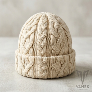VANEK INTERNATIONAL Men's <b>Wool</b> <b>Beanie</b> Elegant Solid Hand Embroidery Casual Winter <b>Hat</b> Adjustable 56-58CM - Product Image 3