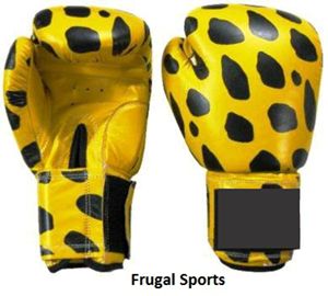 Gants de boxe Spartan jaunes et noirs à imprimé léopard, à doigts entiers, avec fermeture à lacets au poignet, pour adultes, entraînement et sparring - Product Image 4
