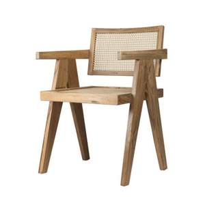 Chaise individuelle en teck avec accents en rotin pour l'extérieur, solide et durable, en promotion. - Product Image 4