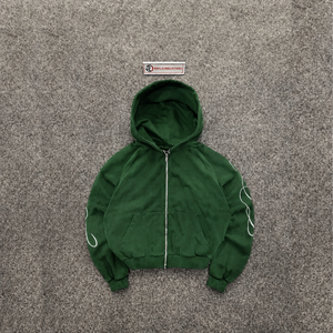 Sudadera con capucha verde con cremallera, color esmeralda, pino, verde olivo, bosque, caza, botella, jade, extragrande, holgada, relajada, para catálogo de comercio electrónico, boutique, venta minorista - Product Image 5