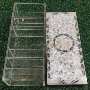 Contenedor de tapa con Incrustaciones de nácar de alta calidad, regalo único de Ramadán para decoración del hogar, caja de almacenamiento de postres con tapa, manualidades RF - Product Image 6