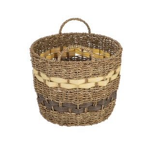 Brown and Yellow Handwoven Seagrass <b>Basket</b> Handmade <b>Storage</b> <b>Basket</b> Wholesale eco-friendly Made in Viet - Product Image 2