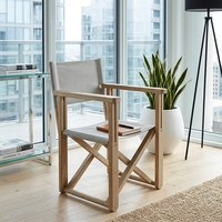 Fauteuil de salon moderne pliable en bois massif avec assise en toile élégante, fauteuil portable en bois pour aménagement intérieur, design artistique