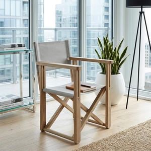 Modern Folding Solid Wood Living Room <b>Chair</b> Elegant Canvas Seat Portable Wooden Armchair For Indoor Lounge Setup Art Design Art - Product Image 4