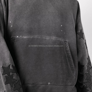 Fabricants de sweats à capuche OEM Vintage High Street Distressed Applique Hommes Sweat à capuche Broderie Patch No String Stone Wash Hoodies Hommes - Product Image 5