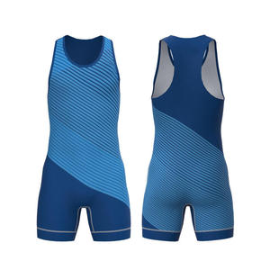 Traje de Lucha Libre con Bloques de Color Negro, Rojo y Azul, Ajuste de Compresión, Uniforme de Equipo Personalizado, Ropa Deportiva sin Mangas para Entrenamiento de Lucha Libre - Product Image 5