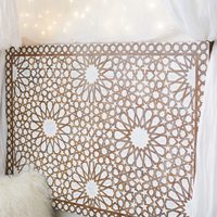 Tête de lit en bois d'ingénierie éclairée, design floral moderne, finition blanche style côtier, taille King Size, Smart Art Wood Carving