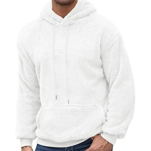 Men's <b>White</b> Fleece Pullover Hoodie 100% Cotton Hooded <b>Sweatshirt</b> with Kangaroo Pocket Drawstring Casual Winter Top hoodies - Product Image 5