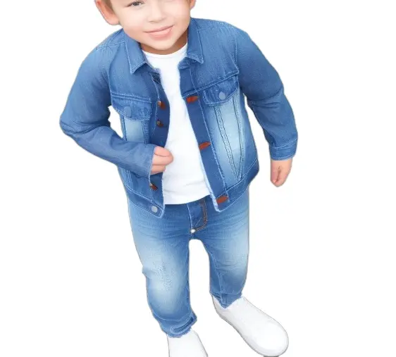 Chaqueta vaquera para niños Chaqueta vaquera Azul claro 2023 Primavera y otoño para niños Ropa Casual Cantidad Algodón personalizado OEM