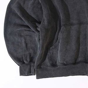 Pull à épaules tombantes style vintage pour hommes à logo personnalisé surdimensionné 100% coton noir à capuche délavé à l'acide - Product Image 5