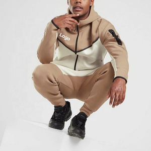 Sport Wear <b>Polyester</b> Tech Fleece Full Zip Tracksuit Hoodie <b>Jogger</b> Two Piece Jogging Tracksuit Set Men Sweat Suit - Product Image 2