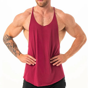 Camiseta Deportiva sin Mangas al por Mayor, de Alta Calidad, Corte Lateral Holgado, Jersey de Algodón Elástico, Color Sólido, Ropa de Gimnasio - Product Image 1