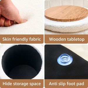 Pouf Contenitore Moderno in Velluto Teddy, Poggiapiedi Multiuso con Base in Metallo, Sgabello da Toeletta per Hotel - Product Image 5