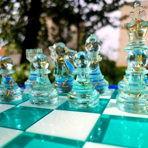 Tablero de Ajedrez de Resina Hecho a Mano de Alta Calidad, Ajedrez de Caballero Renacentista Artesanal, Clásico Recreativo, Artesanía de Resina, Ajedrez de Resina Epoxi - Product Image 3