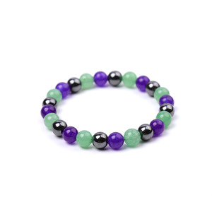 Pulsera de Cuentas Hemasa Fashions en Morado, Verde y Negro, Unisex, Elástica, Estilo Bohemio, Casual y Deportivo, Accesorio de Regalo con Engaste de Bisel - Product Image 1