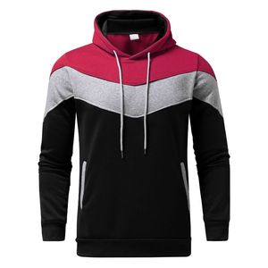 Men's Hooded Color Blocking Tracksuit <b>Jacket</b> Full Sleeve Zipper Fly Casual Autumn Wear Black Red Gray Polyester Premium Quality - Product Image 3