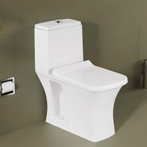Inodoro Minimalista de Una Pieza Alargado con Doble Descarga, Botón de Pared, Montaje en Suelo, Porcelana, Sifón en S, Fácil Limpieza, Accesorio de Baño - Product Image 3