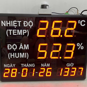 Thermo-hygromètre AT-Temp&Humi avec écran LED, contrôle intelligent par application, alarme haute température, construction en plastique et aluminium, IP52 - Product Image 1