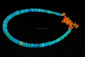 Pulsera de ópalo etíope natural, pulsera de ópalo Paraiba, cuentas de tamaño 3mm-4mm, gemas de ópalo etíope pulidas suaves - Product Image 3