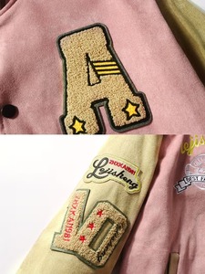 OEM Manufacturer Premium Quality Pink Varsity <b>Jacket</b> <b>Men</b> Embroidered Letter Patch Designs Street Baseball Bomber Varsity <b>Jacket</b> - Product Image 3