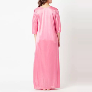 Camisón Térmico Sexy para Mujer, Talla Grande, Color Sólido, Cierre con Cordón, Tela de Velour 100% Seda, Transpirable, de Secado Rápido, con Cuello Camisero - Product Image 2