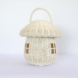 Children handbags rattan mushroom shaped basket <b>bags</b> adorable <b>wicker</b> kids handbag baskets wholesale - Product Image 1