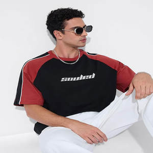 T-shirt surdimensionné tricoté 100% coton personnalisé pour hommes et femmes Logo d'impression bouffante 3D sur le col de cou Marque Design vierge - Product Image 3