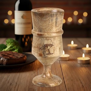 Verre à bière en bois fait main, design moderne, forme de bouteille de vin, style rustique, pour restaurants et bars - Product Image 5